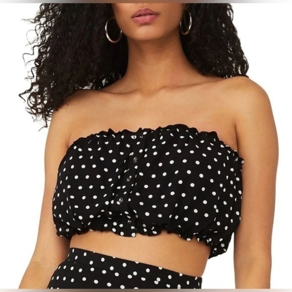 NWT Free People Black and White Polka Dot Crop Top - M/6